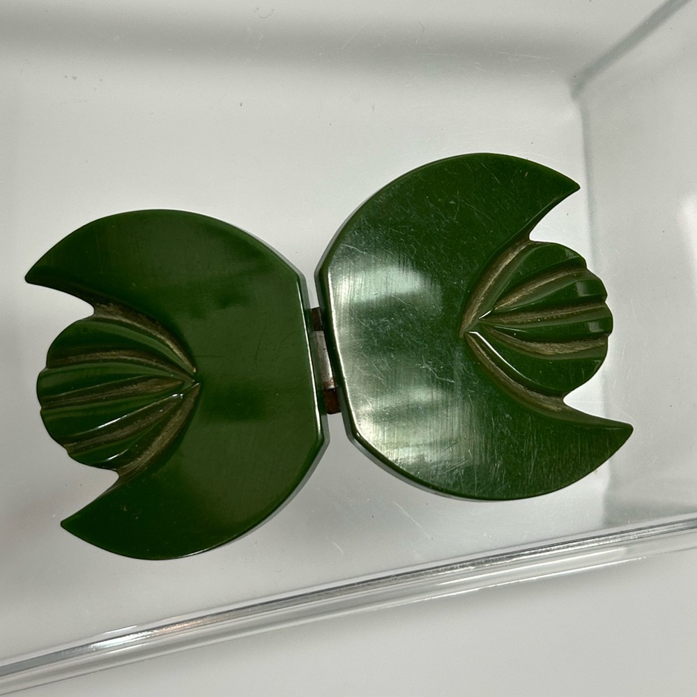Vintage Green Bakelite Belt Buckle